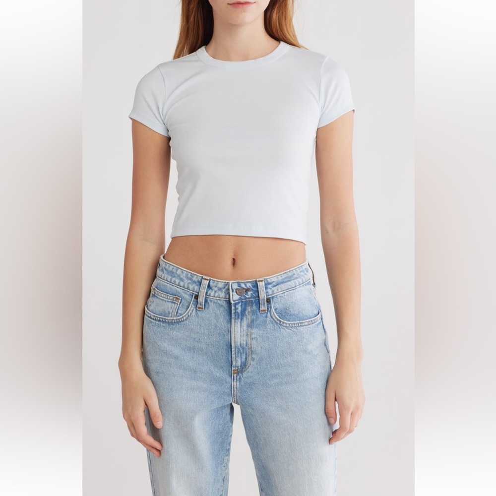 NWOT New Abound Nordstrom Baby Blue Fitted Crop Top XXL